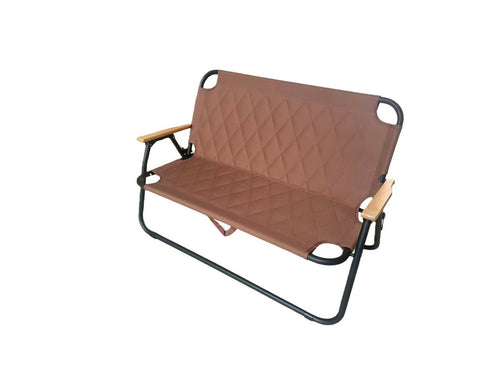 Outdoor Camping Double Folding Chair Picnic Portable Beach Chair - Brown